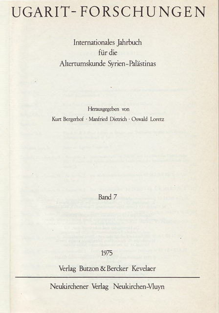 Ugarit-Forschungen 7 (1975)